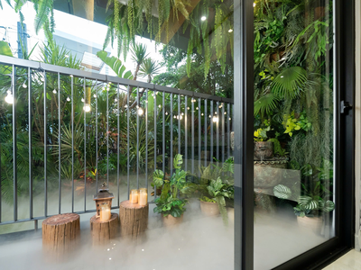 Một góc ban công không gian “săn mây” tại khu căn hộ mẫu dự án A&T Sky Garden, 200C Ngô Quyền, phường Lái Thiêu, TP Thuận An, tỉnh Bình Dương.