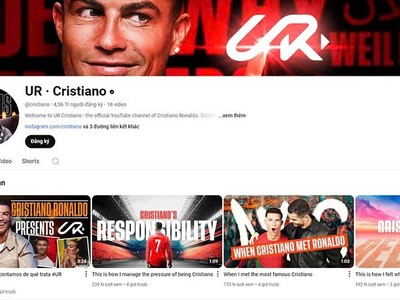 Kênh YouTube mới của Ronaldo. Ảnh chụp màn hình