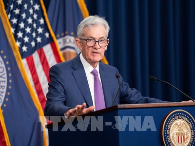 Chủ tịch Cục Dự trữ liên bang (Fed) Jerome Powell phát biểu trong cuộc họp báo ở Washington, DC ngày 1/5/2024. (Ảnh: THX/TTXVN)