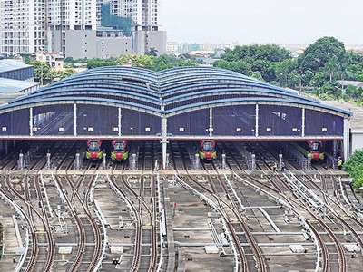 Depot Nhổn của tuyến metro Nhổn - ga Hà Nội. Ảnh: Đức Thanh