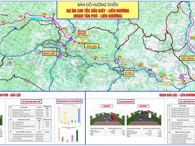 Bản đồ hướng tuyến cao tốc Dầu Giây - Liên Khương.