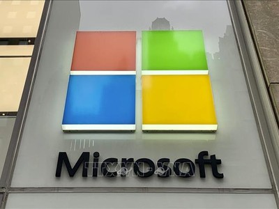Biểu tượng Microsoft tại New York, Mỹ. Ảnh: Kyodo/TTXVN