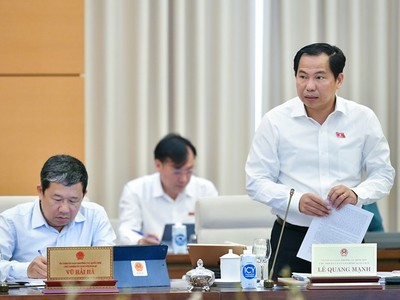 Chủ nhiệm Ủy ban Tài chính - Ngân sách Lê Quang Mạnh phát biểu ý kiến.