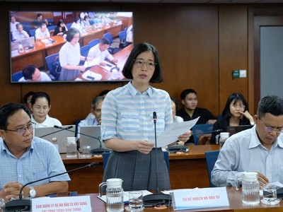 Bà Tô Thị Kim Thoa, Trưởng phòng Doanh nghiệp, Kinh tế tập thể và Tư nhân (Sở Kế hoạch và Đầu tư TP.HCM) thông tin tại buổi họp báo. Ảnh: Trọng Tín