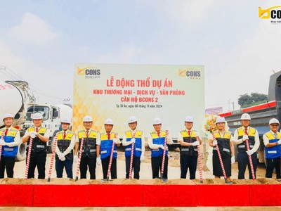Ban lãnh đạo Tập đoàn Bcons làm lễ xúc cát chính thức khởi công xây dựng dự án