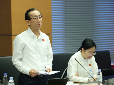 Đại biểu Trần Hoàng Ngân (TP HCM) phát biểu tại tổ. Ảnh: Duy Linh.