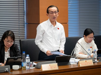 Đại biểu Trần Hoàng Ngân đề nghị giảm mạnh thuế cho báo chí. Ảnh: Như Ý 