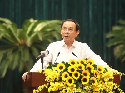 Bí thư Thành ủy TP.HCM Nguyễn Văn Nên phát biểu tại Hội nghị.