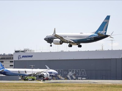 Máy bay 737 MAX của Boeing thực hiện chuyến bay kiểm tra tại Seattle, Washington, Mỹ. (Ảnh tư liệu: AFP/TTXVN)