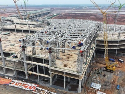 Thi công nhà ga hàng khách Cảng hàng không quốc tế Long Thành.