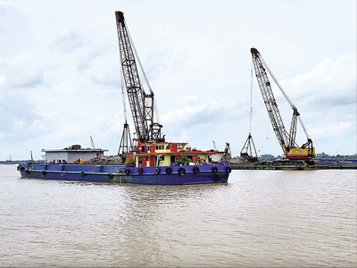 Các phương tiện neo đậu tại khu vực khai thác của Công ty Trung Hậu 68 (Ảnh: TTO)