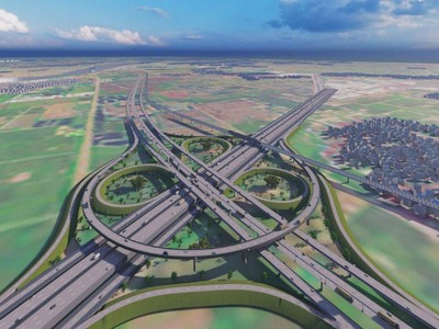 Phối cảnh nút giao Mê Linh trên đường vành đai 4 Hà Nội.