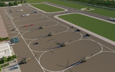 Minh họa phối cảnh bãi đỗ và đường băng sân bay Gia Bình. Ảnh: Sun Group.