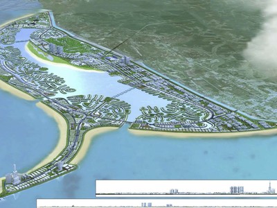 Phối cảnh khu đô thị du lịch lấn biển Cần Giờ rộng 2.870 ha.