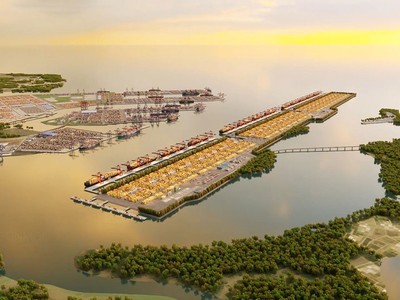 Phối cảnh Cảng trung chuyển quốc tế Cần Giờ. Nguồn: Porcoast