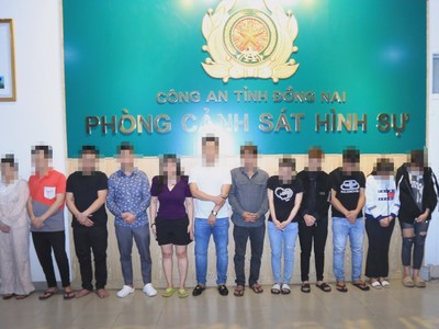 Các đối tượng trong băng nhóm bị bắt (ảnh Công an tỉnh Đồng Nai)