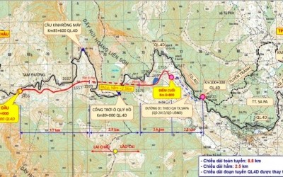 Sơ đồ vị trí hướng tuyến của Dự án hầm đường bộ qua đèo Hoàng Liên - Nguồn: Báo cáo ĐTM 