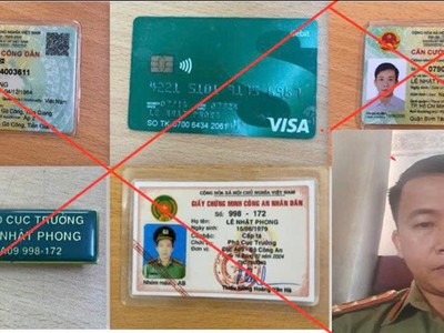 Đối tượng Phạm Văn Thảo làm giấy tờ giả, mạo danh Phó cục trưởng Cục An ninh điều tra Bộ Công an. Ảnh: BCA