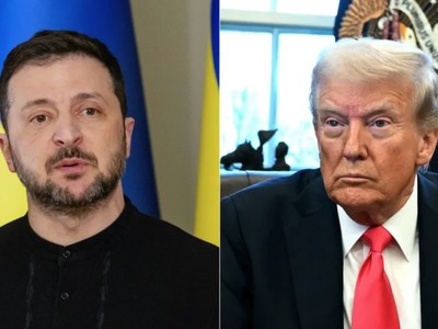 Tổng thống Ukraine Volodymyr Zelenskiy (bìa trái) và Tổng thống Mỹ Donald Trump. Ảnh tư liệu: AFP