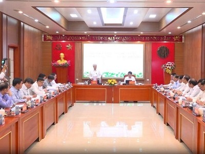 Đoàn kiểm tra số 1922 của Bộ Chính trị làm việc với Ban Thường vụ Tỉnh ủy Khánh Hòa. Ảnh: G.T 