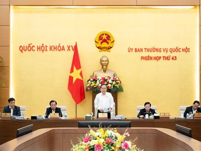 Chủ tịch Quốc hội Trần Thanh Mẫn phát biểu khai mạc phiên họp thứ 43 của Ủy ban Thường vụ Quốc hội. 