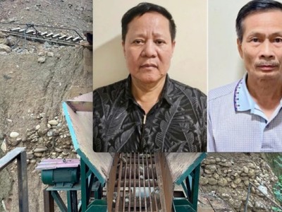 Đoàn Văn Huấn, Chủ tịch HĐQT Công ty Thái Dương (ảnh trái) và Nguyễn Văn Chính, Phó tổng giám đốc. Ảnh: BCA