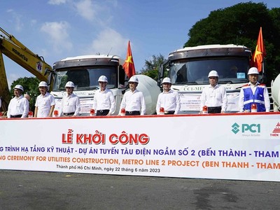 Tuyến metro số 2 đã tiến hành khởi công xây dựng phần hạ tầng kỹ thuật vào tháng 6/2023 và hoàn thành di dời hạ tầng vào quý III/2025 - Ảnh:Lê Toàn