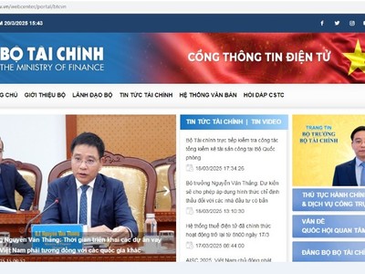 Cổng thông tin điện tử Bộ Tài chính đứng đầu về lượng truy cập.