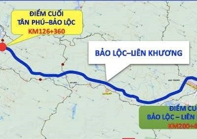 Sơ đồ hướng tuyến cao tốc Bảo Lộc - Liên Khương. 