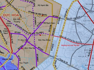 Sơ đồ hướng tuyến đường mở mới Tây Bắc đoạn qua TP.HCM- Nguồn: Sở Giao thông Công chánh