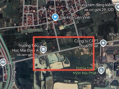 Khu vực khoanh đỏ dự kiến triển khai dự án Cụm công nghiệp Mai Đình, huyện Sóc Sơn. 