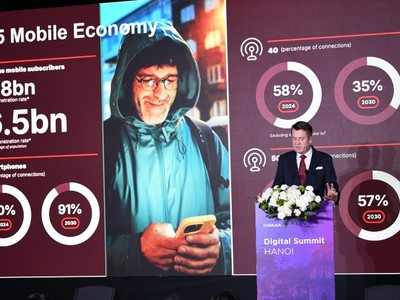 Ông Julian Gorman, Giám đốc khu vực châu Á - Thái Bình Dương của GSMA phát biểu tại Hội nghị