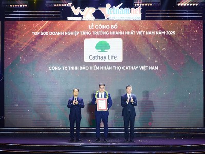 Cathay Life Việt Nam vào “top 50 doanh nghiệp tăng trưởng xuất sắc nhất Việt Nam năm 2025”
