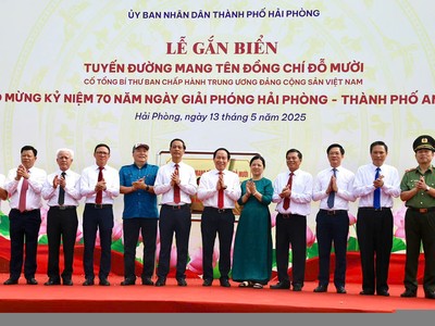 Hải Phòng gắn biển tuyến đường mang tên Tổng Bí thư Đỗ Mười 