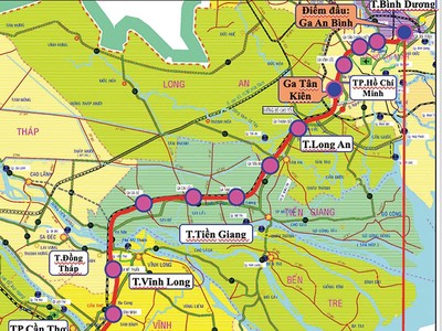 Sơ đồ tuyến đường TP.HCM - Cần Thơ.