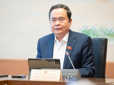 Chủ tịch Quốc hội Trần Thanh Mẫn phát biểu tại tổ. Ảnh: PT 