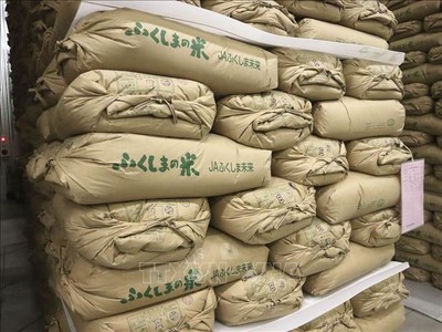 Gạo tại kho dự trữ ở Fukushima, Nhật Bản. Ảnh: Kyodo/TTXVN