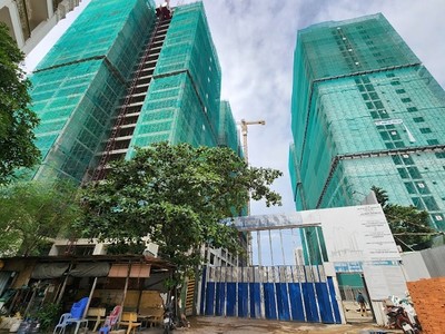 Dự án nhà ở xã hội có tên thương mại là Phú Thọ DMC (quận 10, TP.HCM) đã cơ bản xây dựng xong phần khung.