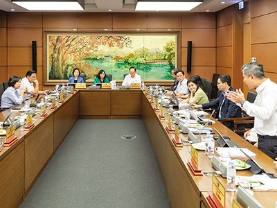 Phiên thảo luận về kinh tế - xã hội tại tổ 1. Ảnh: P.T