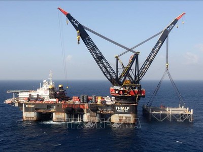 Giàn khoan mỏ khí đốt Leviathan ở ngoài khơi thành phố Haifa, Israel, ngày 31/1/2019. Ảnh tư liệu: AFP/TTXVN