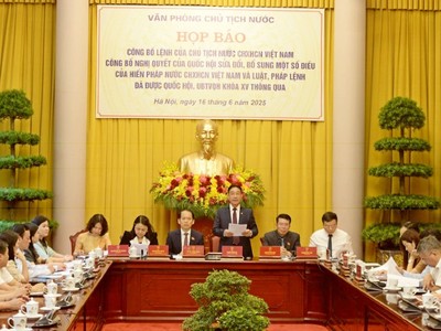 Văn phòng Chủ tịch nước tổ chức Họp báo công bố Lệnh của Chủ tịch nước về sửa đổi, bổ sung Hiến pháp.