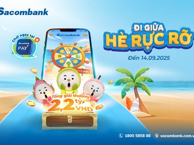 Vòng quay may mắn hơn 2,2 tỷ đồng chờ đón người dùng Sacombank Pay trong mùa hè 2025