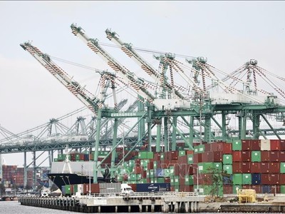 Quang cảnh cảng hàng hóa Los Angeles, California, Mỹ. Ảnh: THX/TTXVN