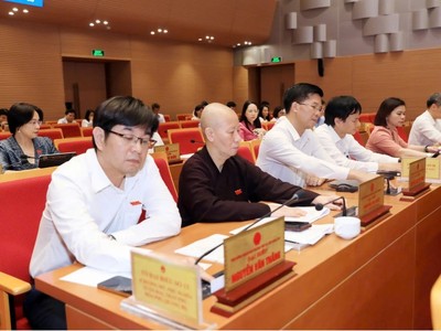 Các đại biểu nhấn nút thông qua Nghị quyết.