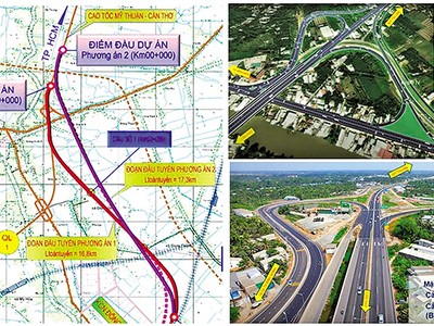 Sơ đồ 2 phương án kết nối đầu tuyến Dự án Đầu tư xây dựng cầu Cần Thơ 2 và đường dẫn hai đầu cầu. 