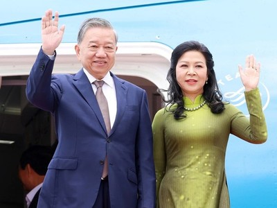 Tổng Bí thư Tô Lâm và Phu nhân. Ảnh: TTXVN