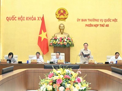 Phó chủ tịch Quốc hội Nguyễn Khắc Định phát biểu tại phiên họp. 