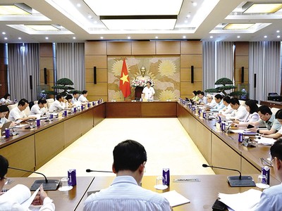 Toàn cảnh phiên thẩm tra sơ bộ Dự án Luật Phá sản (sửa đổi) của Thường trực Ủy ban Kinh tế và Tài chính của Quốc hội. Ảnh: Cao Hoàng 