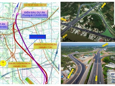 Sơ họa 2 phương án kết kết nối đầu tuyến Dự án đầu tư xây dựng cầu Cần Thơ 2 và đường dẫn hai đầu cầu. 
