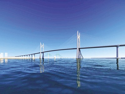 Phối cảnh Dự án cầu Cần Giờ. Dự án này được nhà đầu tư đề xuất thực hiện theo hình thức Hợp đồng BT thanh toán bằng quỹ đất 